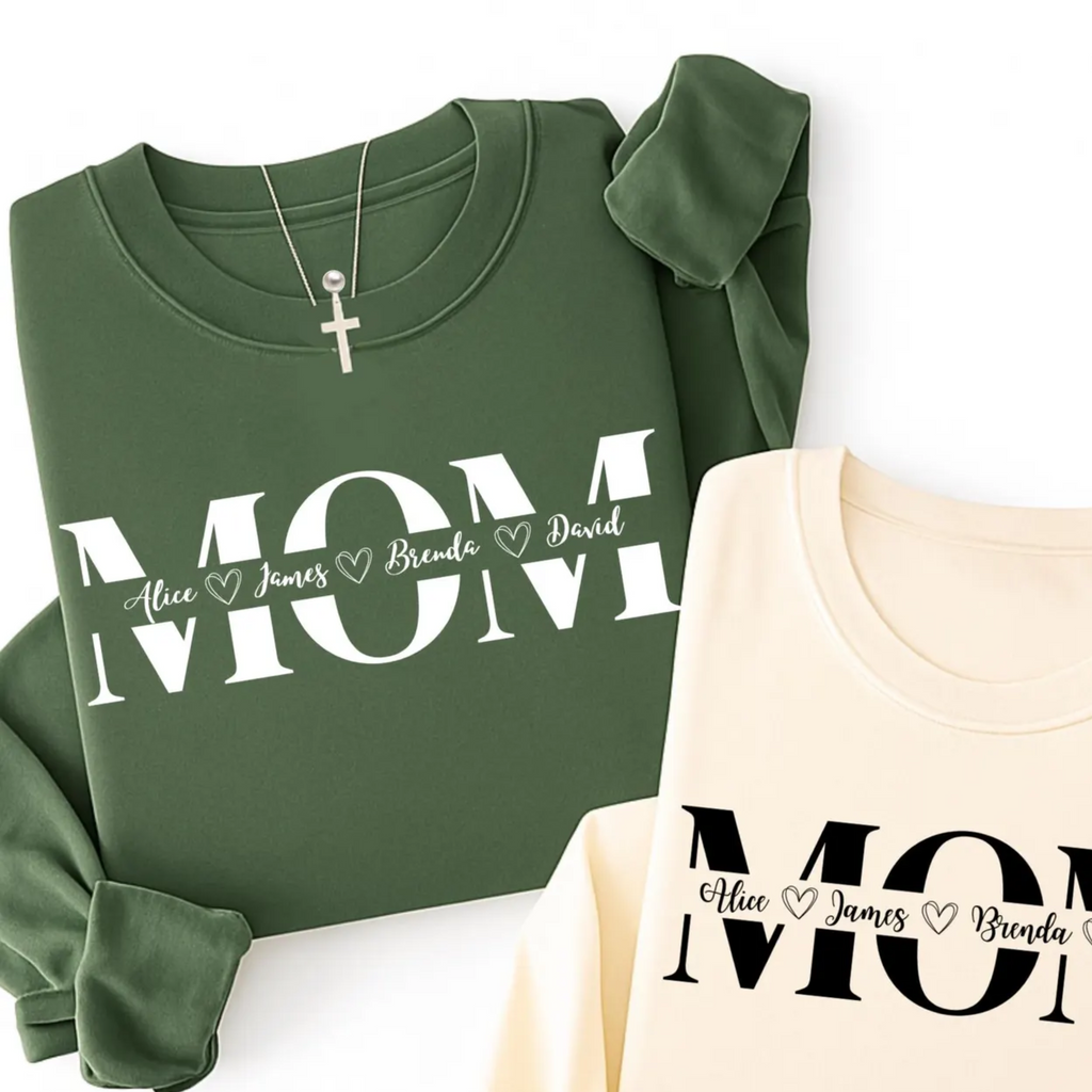 Personalized MOM Sweatshirt with Kids Names | Custom Mother's Day Gift