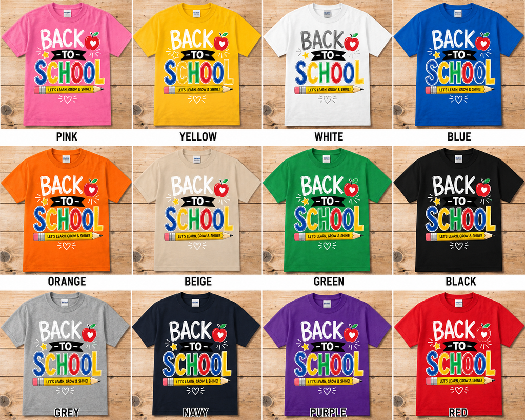 Back to School – Let's Learn, Grow & Shine Graphic T-Shirt