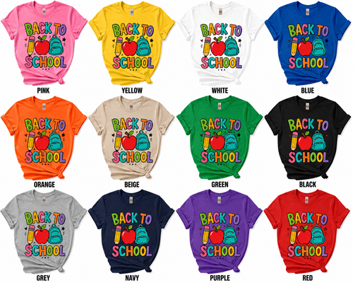 Back to School Apple & Backpack Graphic T-Shirt