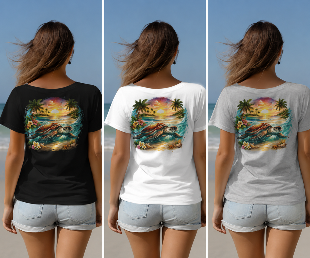 Turtle Beach T-Shirt – Tropical Sea Turtle Sunset Graphic Tee