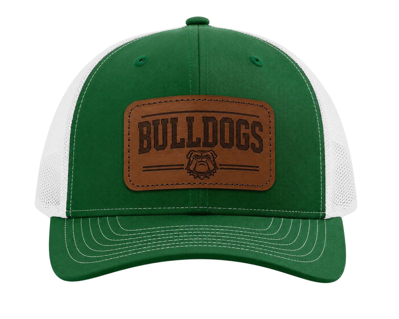 Bulldogs Leather Patch Richardson 112 Trucker Hat – Green/White