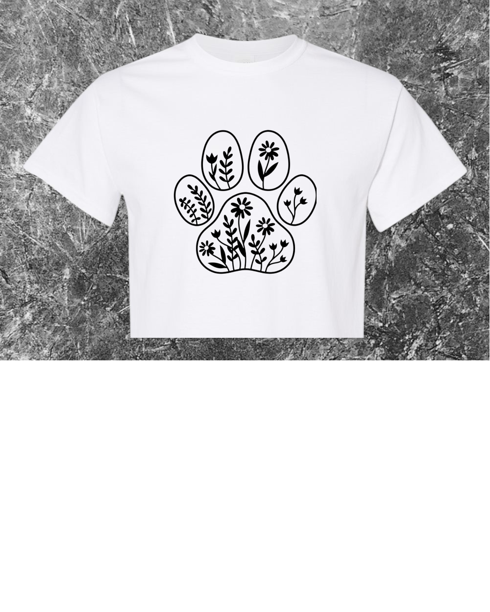 Floral Paw Print Graphic T-Shirt