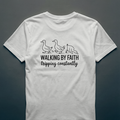 Walking By Faith, Tripping Constantly Funny Christian T-Shirt