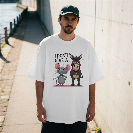I Don't Give a Rat's Ass Funny Graphic T-Shirt