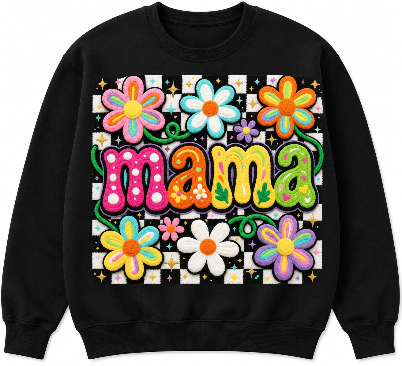 Retro Floral Mama Sweatshirt | Colorful Groovy Mom Crewneck Sweatshirt
