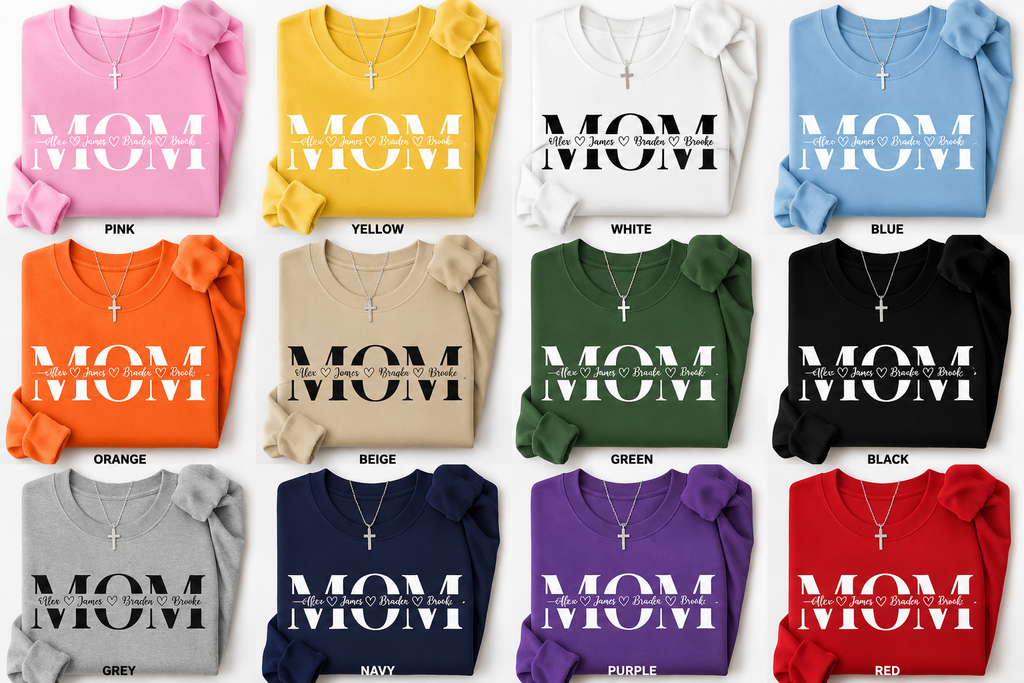 Personalized MOM Sweatshirt with Kids Names | Custom Mother's Day Gift