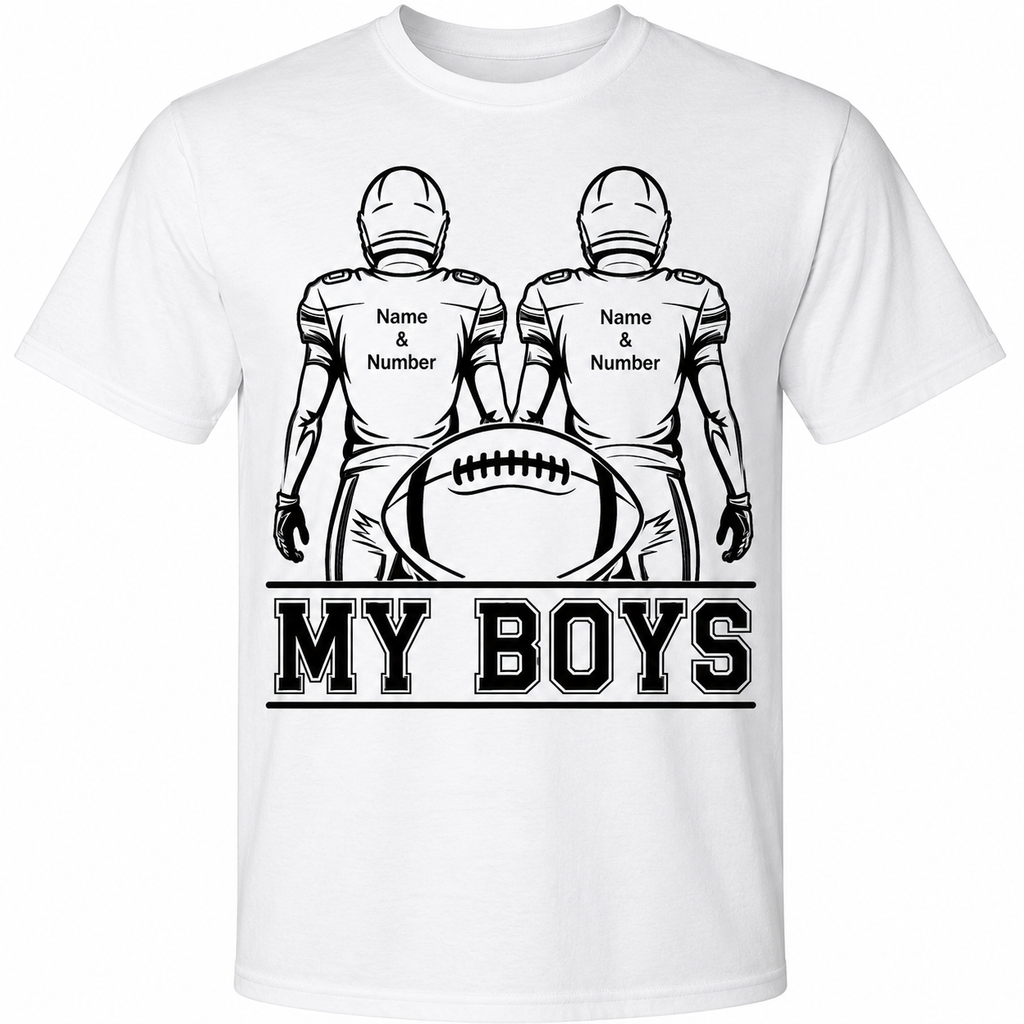 Personalized "My Boys" Football Family Shirt | Custom Name & Number Game Day Tee