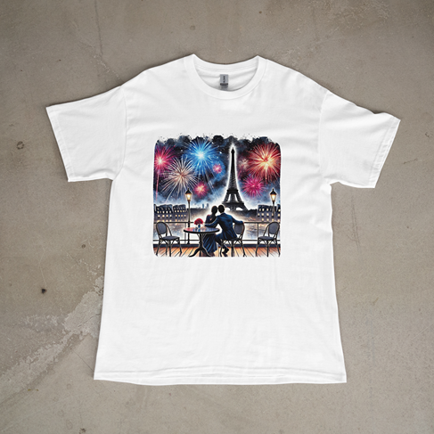 Paris by Night T-Shirt – Romantic Eiffel Tower Fireworks Graphic Tee