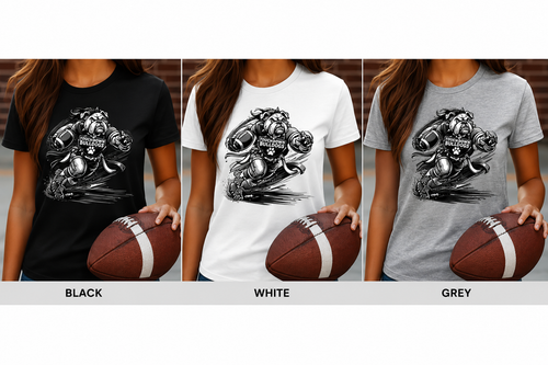 Bulldog Flag Football Spirit Tee – Green & White Game Day Shirt