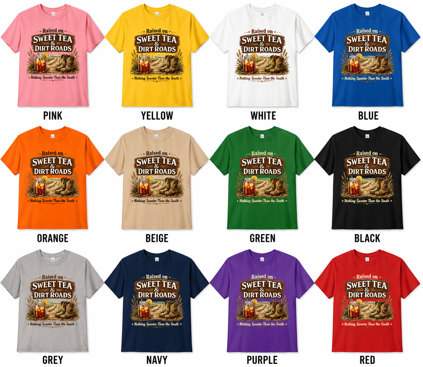 Raised on Sweet Tea & Dirt Roads Southern Graphic T-Shirt